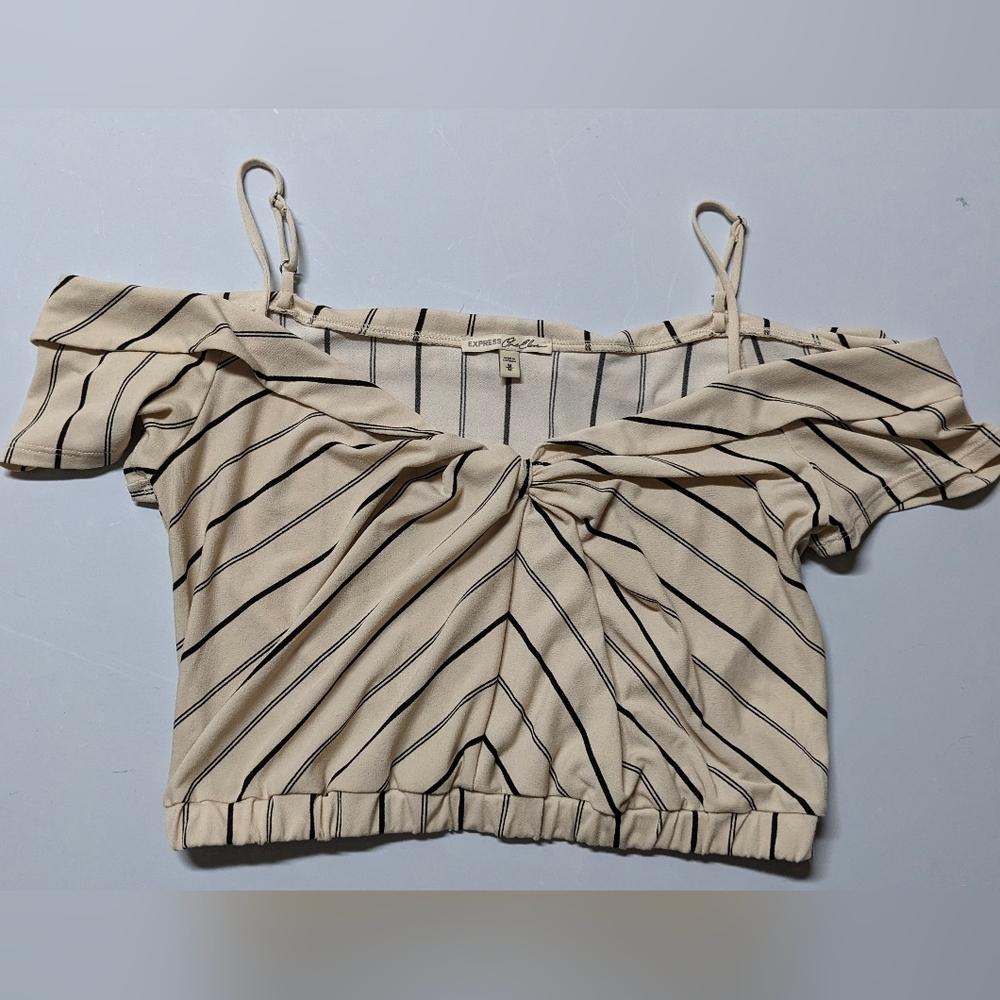 Express Beige Striped Women's Top
